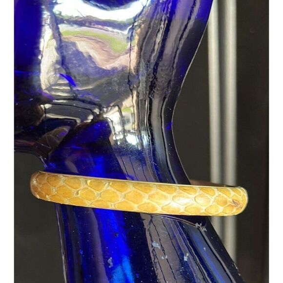 Women's Vintage Yellow Snakeskin Italy Mod. Dep 24KT Gold Plated Bracelet Gucci - Picture 3 of 12